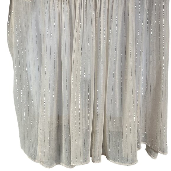 Anthropologie Maeve Wynn Metallic Striped Womens 8 Flowy Tunic Top Boho Peasant - Picture 7 of 16